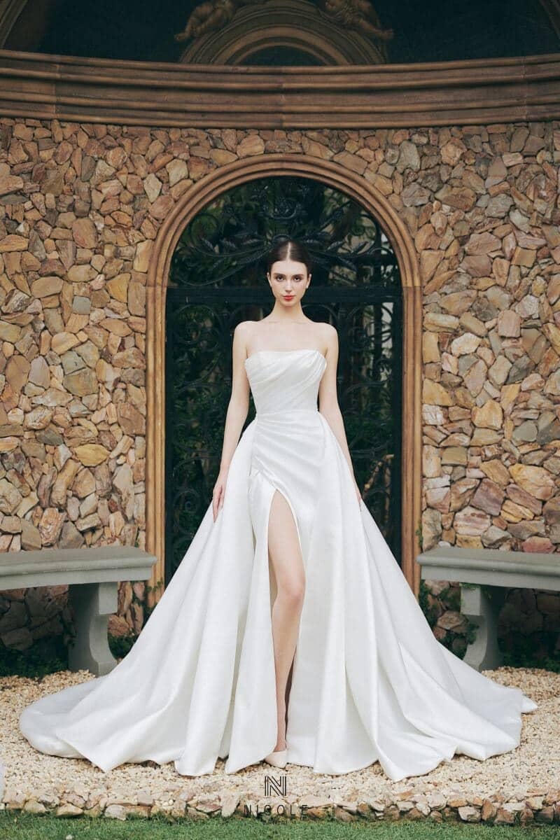 Nicole Bridal Váy Cưới Trơn Hình 8